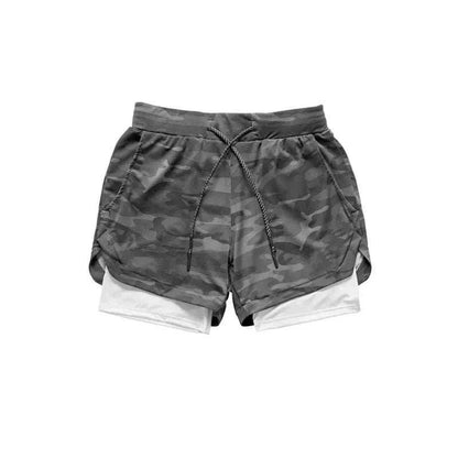 Camo Jogging Workout Shorts for Men - 2-in-1 Design, Quick Dry.