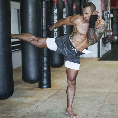 Camo Jogging Workout Shorts for Men - 2-in-1 Design, Quick Dry.