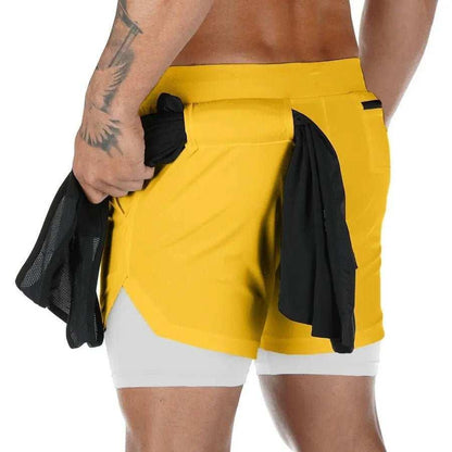 Camo Jogging Workout Shorts for Men - 2-in-1 Design, Quick Dry.