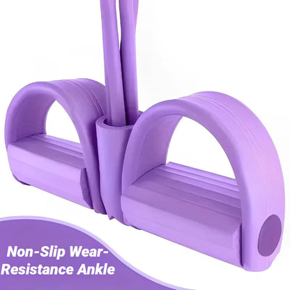4-Tube Pedal Resistance Band with Handles – Home Gym Strength Training Rope