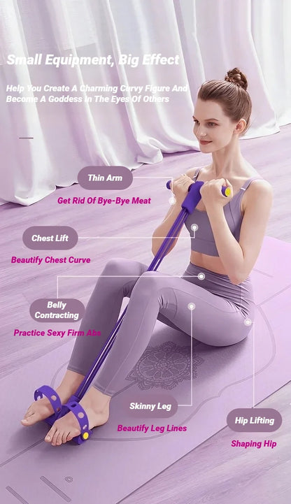 4-Tube Pedal Resistance Band with Handles – Home Gym Strength Training Rope