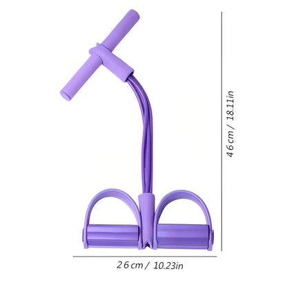 4-Tube Pedal Resistance Band with Handles – Home Gym Strength Training Rope