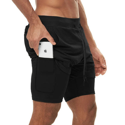 Camo Jogging Workout Shorts for Men - 2-in-1 Design, Quick Dry.