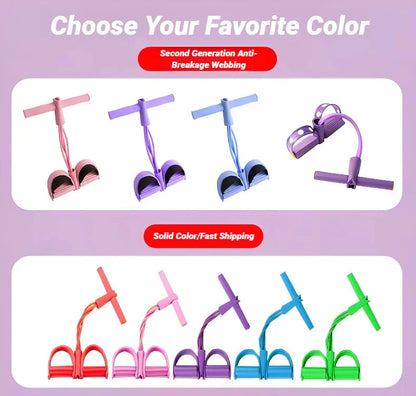 4-Tube Pedal Resistance Band with Handles – Home Gym Strength Training Rope