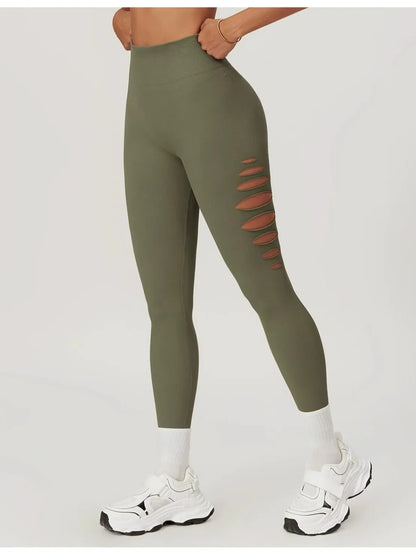 European And American Hollow Seamless Skinny Yoga Pants Peach Hip High Waist Fitness Pants