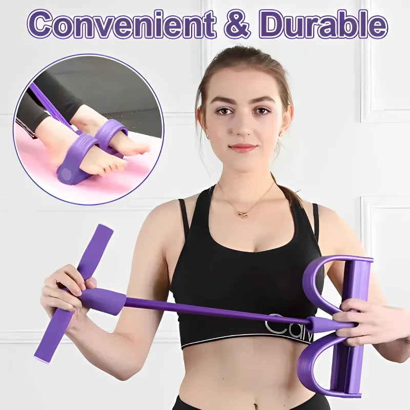 4-Tube Pedal Resistance Band with Handles – Home Gym Strength Training Rope